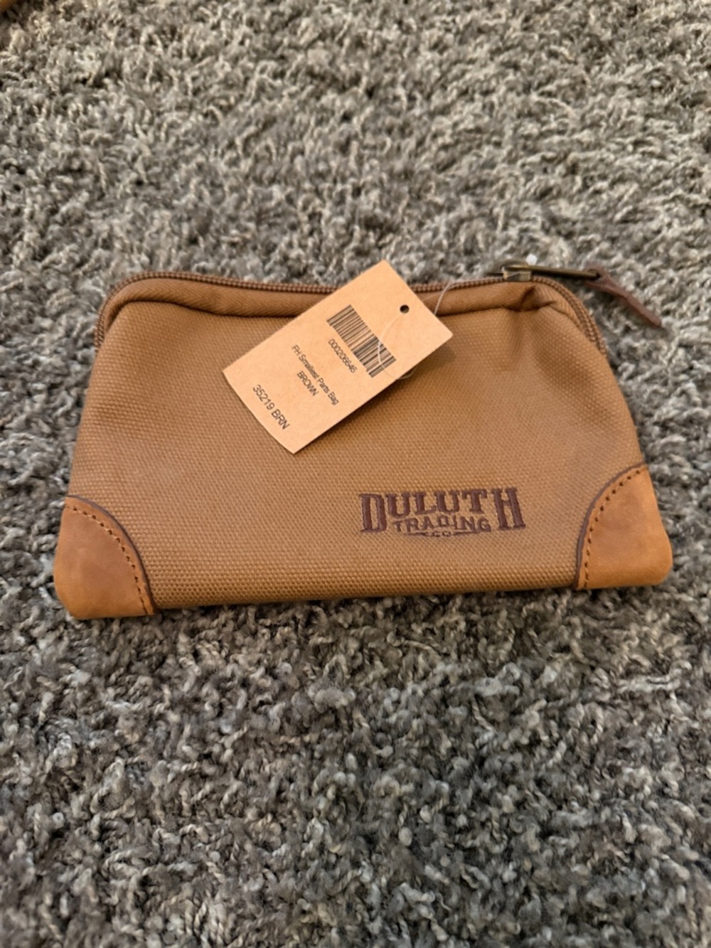 Duluth Trading Co Tan Canvas Toiletry Pouch with Leather Accents